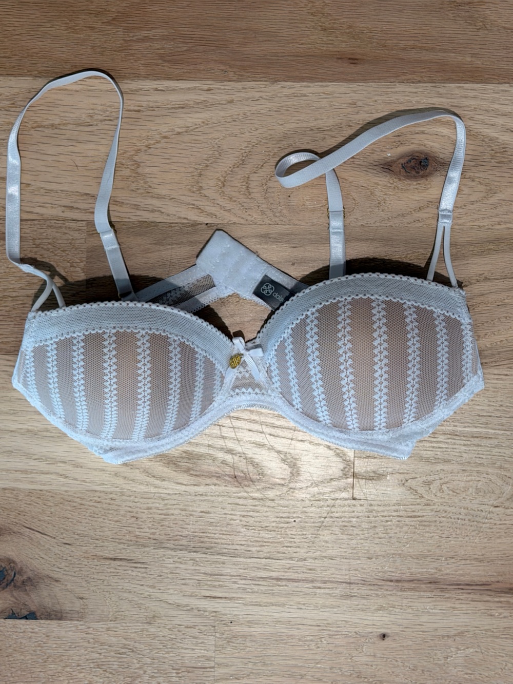 White Lace Stripe Underwire Push Up Bra
